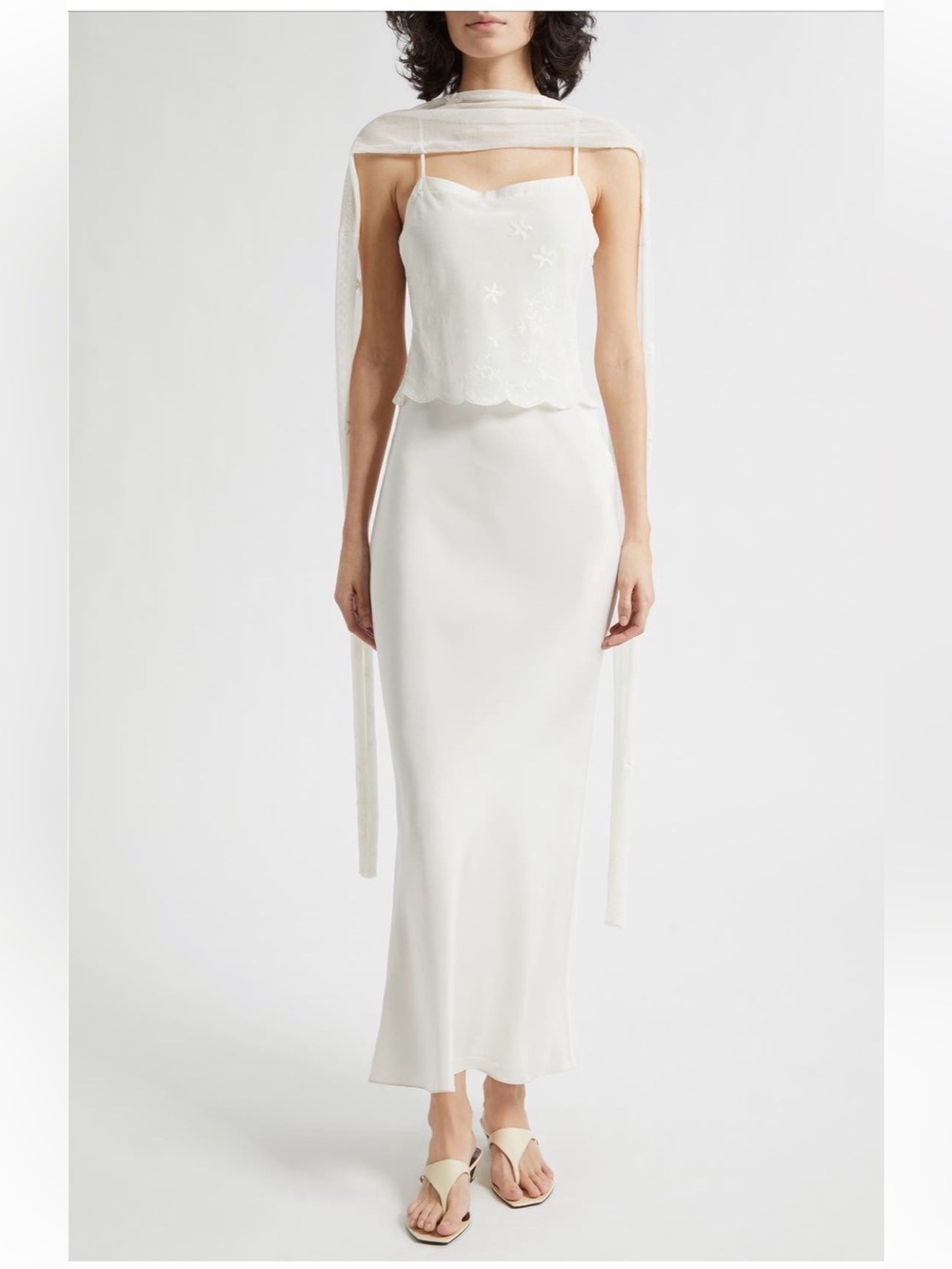 Posse Cove Embroidered Silk Blend Maxi Dress And Scarf